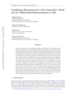 Combining Reconstruction and Contrastive Methods for Multimodal
  Representations in RL