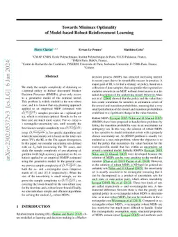 Towards Minimax Optimality of Model-based Robust Reinforcement Learning