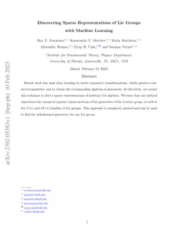 Discovering Sparse Representations of Lie Groups with Machine Learning