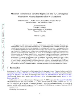 Minimax Instrumental Variable Regression and $L_2$ Convergence
  Guarantees without Identification or Closedness