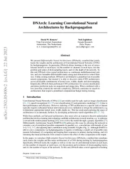 DNArch: Learning Convolutional Neural Architectures by Backpropagation