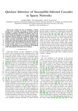 Quickest Inference of Susceptible-Infected Cascades in Sparse Networks