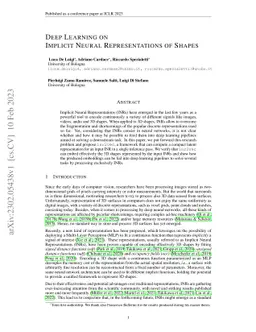 Deep Learning on Implicit Neural Representations of Shapes