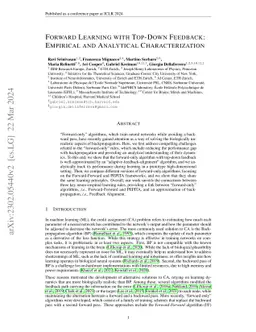 Forward Learning with Top-Down Feedback: Empirical and Analytical
  Characterization