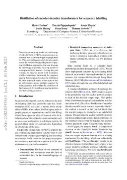 Distillation of encoder-decoder transformers for sequence labelling