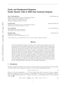 Cyclic and Randomized Stepsizes Invoke Heavier Tails in SGD than
  Constant Stepsize