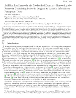Building Intelligence in the Mechanical Domain -- Harvesting the
  Reservoir Computing Power in Origami to Achieve Information Perception Tasks