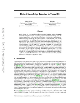 Robust Knowledge Transfer in Tiered Reinforcement Learning