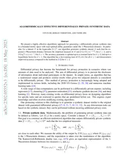 Algorithmically Effective Differentially Private Synthetic Data