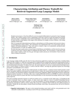 Characterizing Attribution and Fluency Tradeoffs for Retrieval-Augmented
  Large Language Models