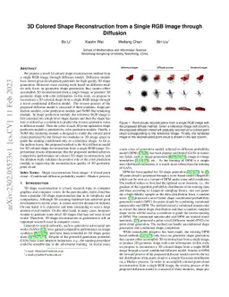 3D Colored Shape Reconstruction from a Single RGB Image through
  Diffusion