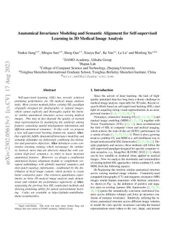 Anatomical Invariance Modeling and Semantic Alignment for
  Self-supervised Learning in 3D Medical Image Analysis