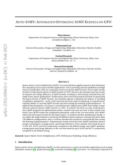 Auto-SpMV: Automated Optimizing SpMV Kernels on GPU