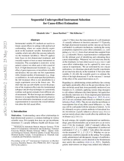 Sequential Underspecified Instrument Selection for Cause-Effect
  Estimation