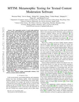 MTTM: Metamorphic Testing for Textual Content Moderation Software