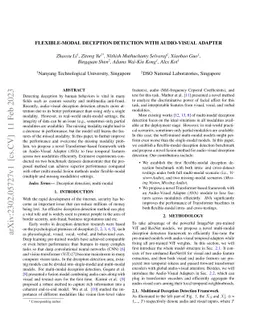 Flexible-modal Deception Detection with Audio-Visual Adapter