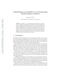 A Brief Report on LawGPT 1.0: A Virtual Legal Assistant Based on GPT-3