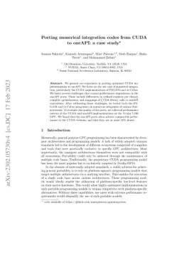 Porting numerical integration codes from CUDA to oneAPI: a case study