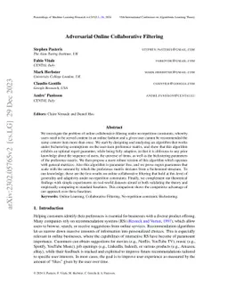 Adversarial Online Collaborative Filtering