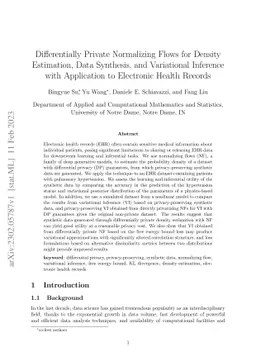 Differentially Private Normalizing Flows for Density Estimation, Data
  Synthesis, and Variational Inference with Application to Electronic Health
  Records