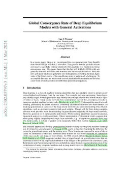 Global Convergence Rate of Deep Equilibrium Models with General Activations