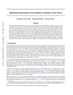 Optimizing Orthogonalized Tensor Deflation via Random Tensor Theory