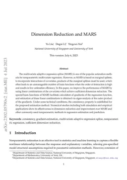 Dimension Reduction and MARS