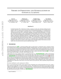 Theory on Forgetting and Generalization of Continual Learning