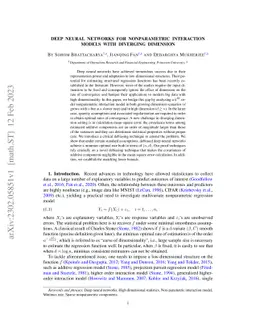 Deep Neural Networks for Nonparametric Interaction Models with Diverging
  Dimension