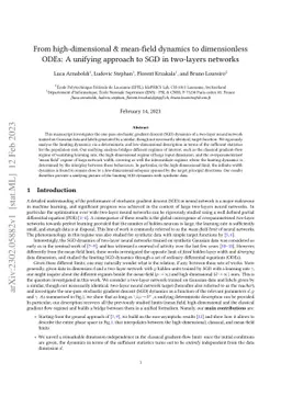 From high-dimensional & mean-field dynamics to dimensionless ODEs: A
  unifying approach to SGD in two-layers networks