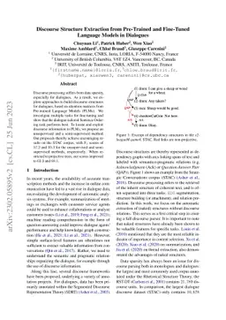 Discourse Structure Extraction from Pre-Trained and Fine-Tuned Language
  Models in Dialogues
