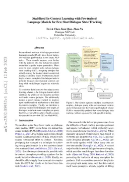 Stabilized In-Context Learning with Pre-trained Language Models for Few
  Shot Dialogue State Tracking