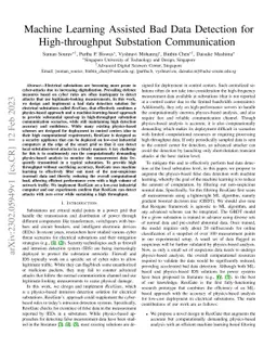 Machine Learning Assisted Bad Data Detection for High-throughput
  Substation Communication