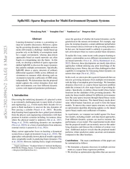 SpReME: Sparse Regression for Multi-Environment Dynamic Systems