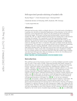 Self-supervised pseudo-colorizing of masked cells