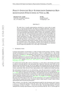 Policy-Induced Self-Supervision Improves Representation Finetuning in
  Visual RL