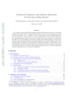 Statistical Complexity and Optimal Algorithms for Non-linear Ridge
  Bandits