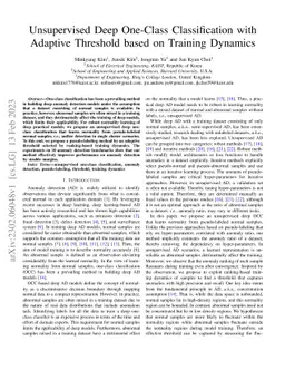 Unsupervised Deep One-Class Classification with Adaptive Threshold based
  on Training Dynamics