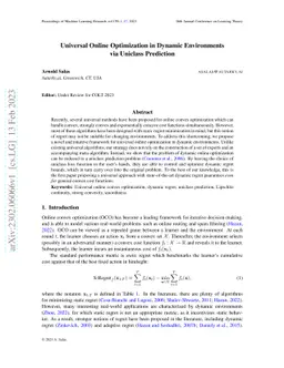 Universal Online Optimization in Dynamic Environments via Uniclass
  Prediction