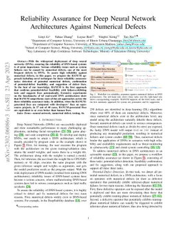 Reliability Assurance for Deep Neural Network Architectures Against
  Numerical Defects