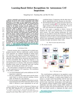 Learning-Based Defect Recognitions for Autonomous UAV Inspections