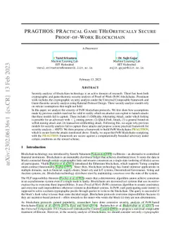 PRAGTHOS:Practical Game Theoretically Secure Proof-of-Work Blockchain