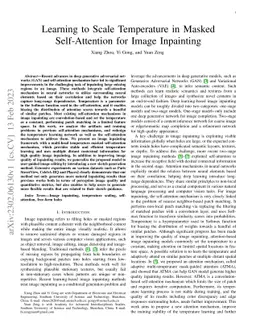 Learning to Scale Temperature in Masked Self-Attention for Image
  Inpainting