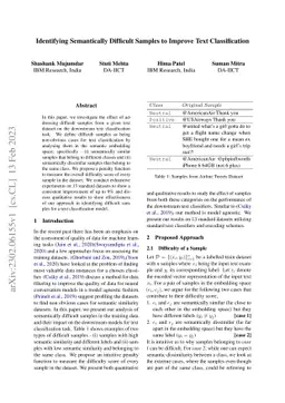 Identifying Semantically Difficult Samples to Improve Text
  Classification