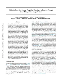 A Simple Zero-shot Prompt Weighting Technique to Improve Prompt
  Ensembling in Text-Image Models