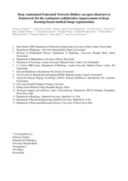 Deep Anatomical Federated Network (Dafne): An open client-server framework for the continuous, collaborative improvement of deep learning-based medical image segmentation
