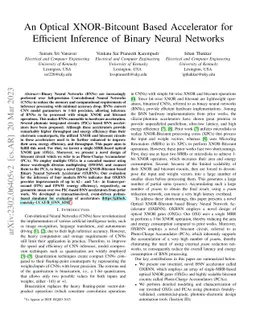 An Optical XNOR-Bitcount Based Accelerator for Efficient Inference of
  Binary Neural Networks