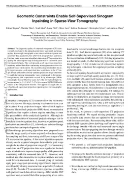 Geometric Constraints Enable Self-Supervised Sinogram Inpainting in
  Sparse-View Tomography