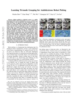 Learning Tri-mode Grasping for Ambidextrous Robot Picking