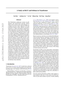A Study on ReLU and Softmax in Transformer